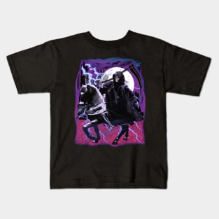 90's Y2K Grim Reaper Skeleton On A Horse With Lightning Kids T-Shirt